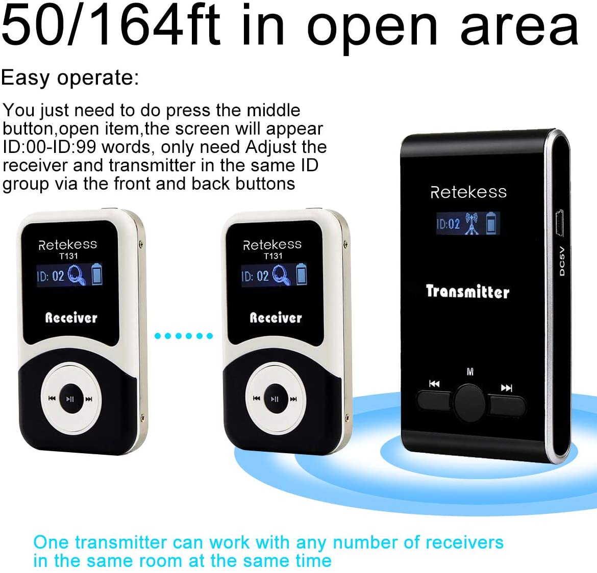 retekess t130 wireless tour guide system