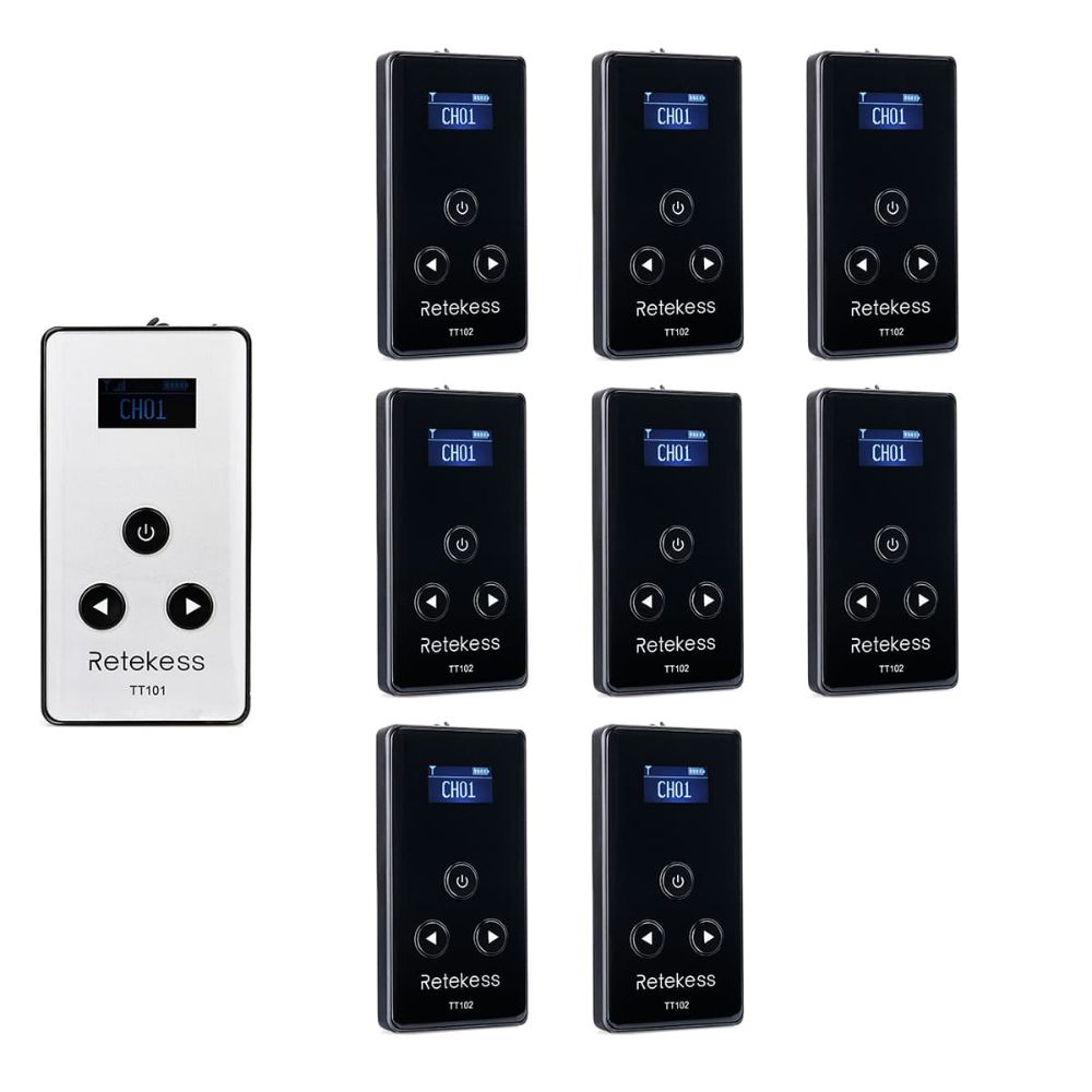 Retekess TT102 Wireless Tour Guide System Receiver Long Standby Assistive Listening System Monitoring Mute Switch for Church Court Simultaneou 